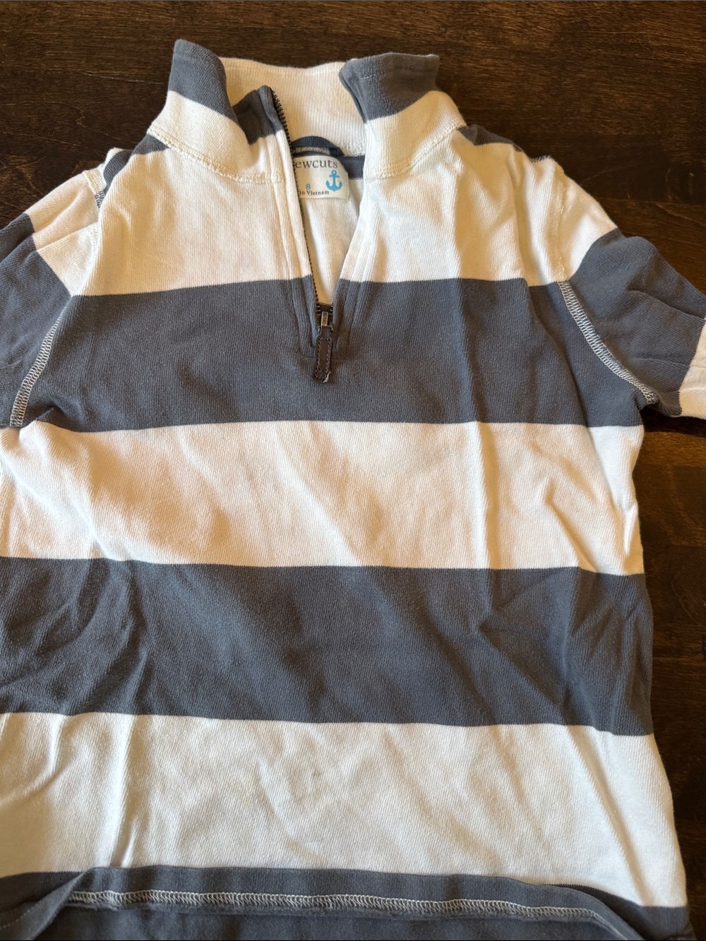 Crewcuts White and Gray Striped Half-Zip Pullover